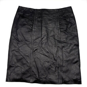 NWT 2008 in SUEDE Black 100% Genuine Leather Pencil Skirt 8 30x20.5" MSRP $230